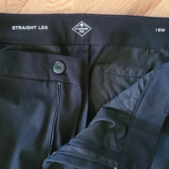 St. John's Bay Strt Leg Mid Rise Pants.  Sz 18W Black. Cotton/Spandex Blend NWOT - Picture 2 of 9